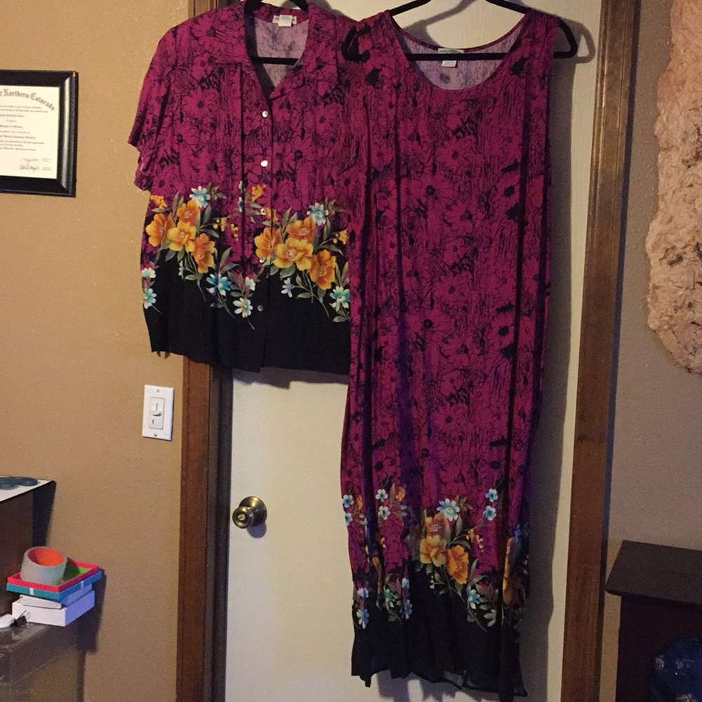 NWT:Notations pink floral dress top set, 1X